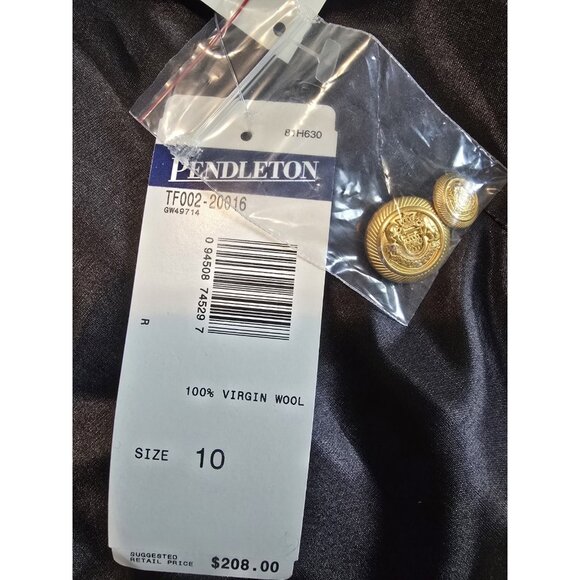 PENDLETON Vintage Double Breasted Blazer Jacket 100% Virgin Wool Black Career - Picture 10 of 13